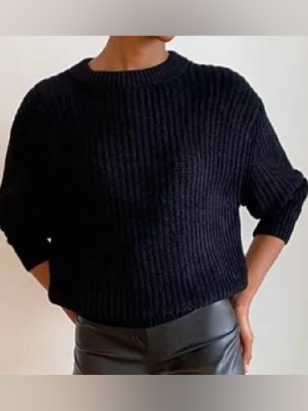NWOT- Wilfred “Salette” Black Ribbed Chenille Knit Pullover